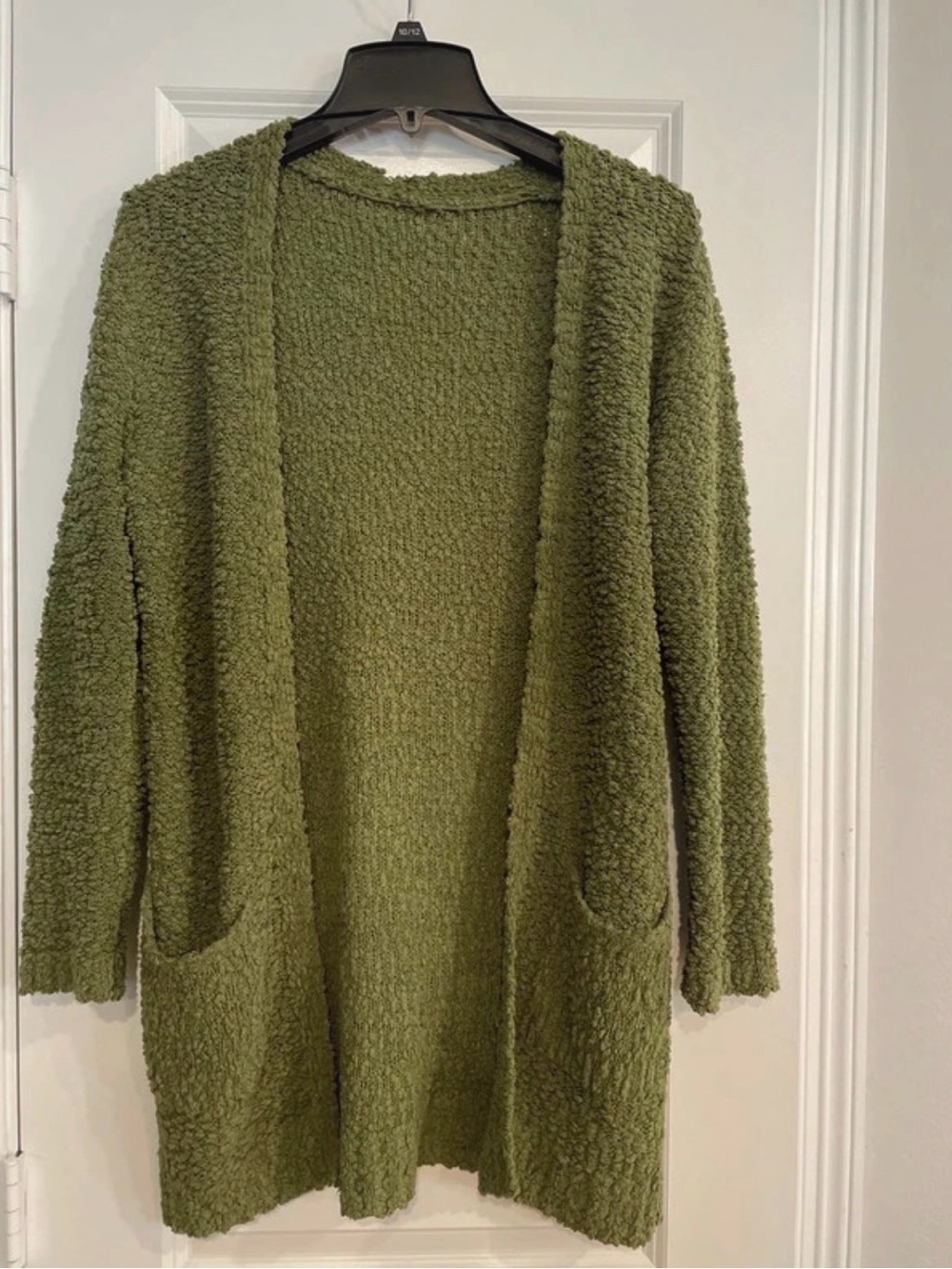 Cozy Olive Open-Front Bouclé Cardigan